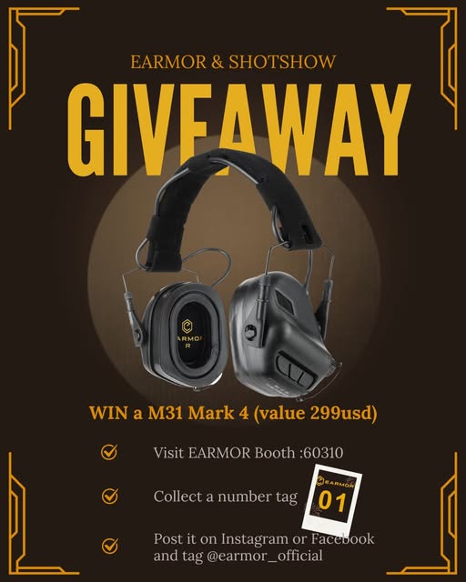 SHOT Show 2026 Alert: The first 80 visitors at EARMOR Booth 60310 can enter to win a $299 headset. Plus, get your free exclusive morale patch!