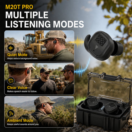 EARMOR M20T PRO Electronic Earplugs - Ear Protection for Hunting