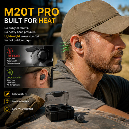 EARMOR M20T PRO Electronic Earplugs - Ear Protection for Hunting