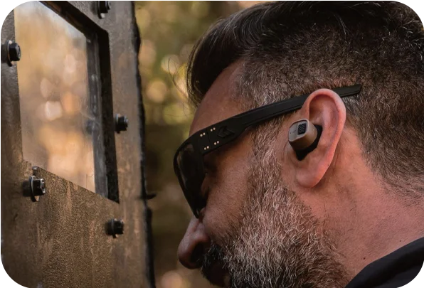 EARMOR hearing protection in use