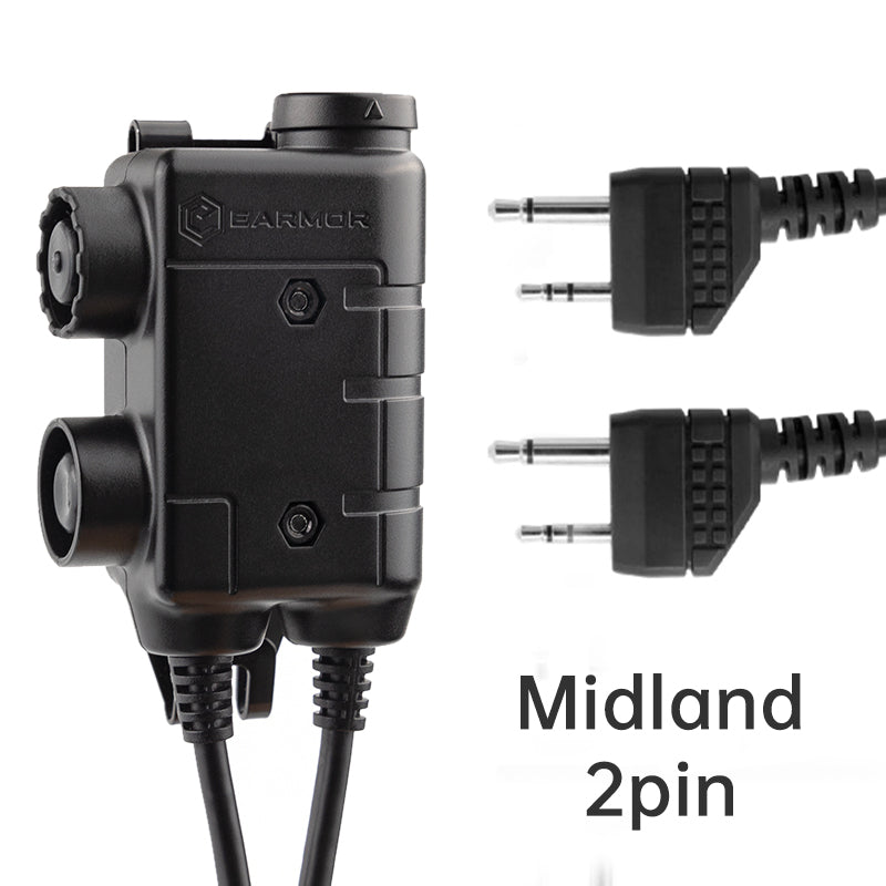 M56 DualCom Aviation Connector PTT for 2x Kenwood Raidos Applications