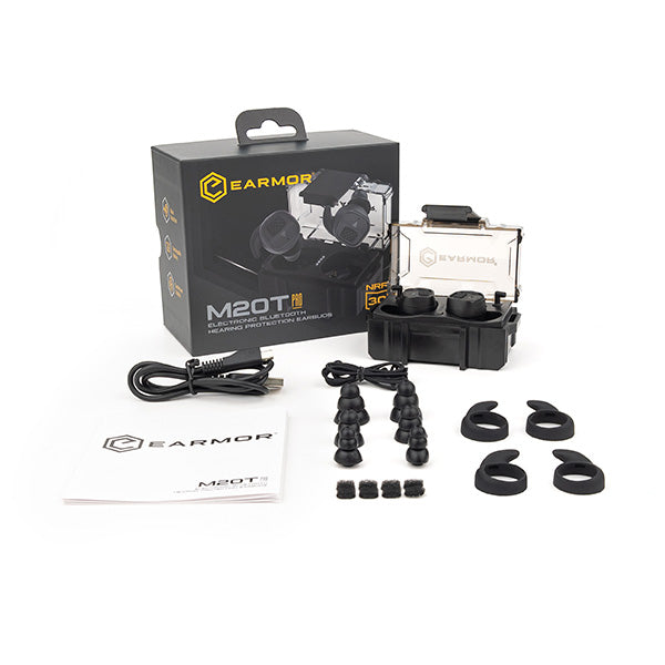 EARMOR M20T PRO Electronic Earplugs - Professional Hearing Protection for Tactical Shooting