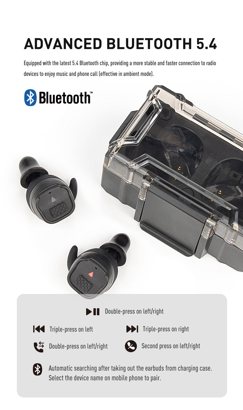 EARMOR M20T PRO Electronic Earplugs - Professional Hearing Protection for Tactical Shooting