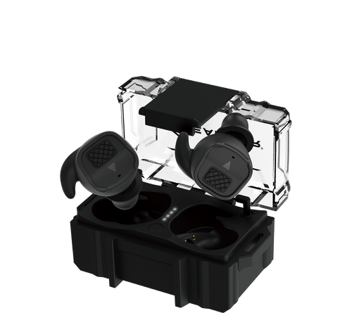 EARMOR M20T PRO black electronic hearing protection earbuds with charging case