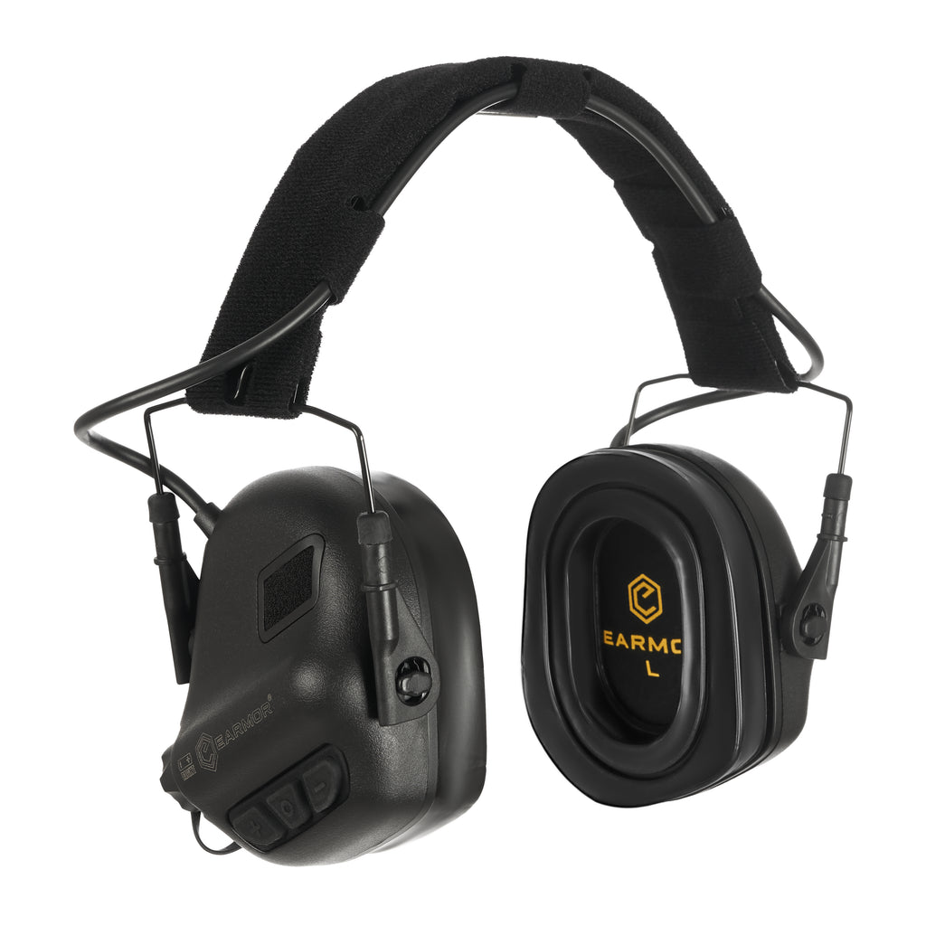 EARMOR M31 PLUS electronic hearing protection earmuffs in Tactical Black.