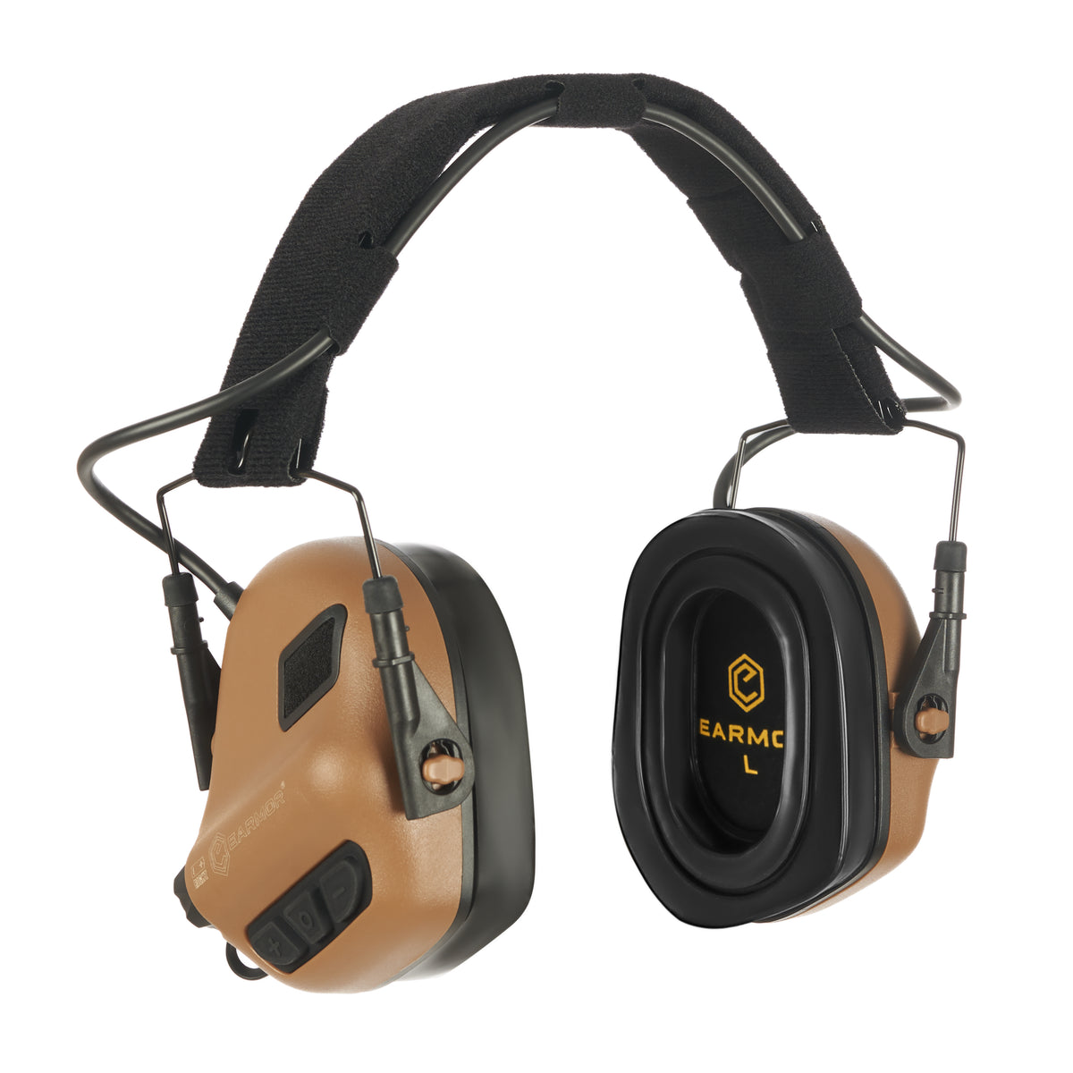 EARMOR M31 PLUS electronic hearing protection earmuffs in Coyote Brown.