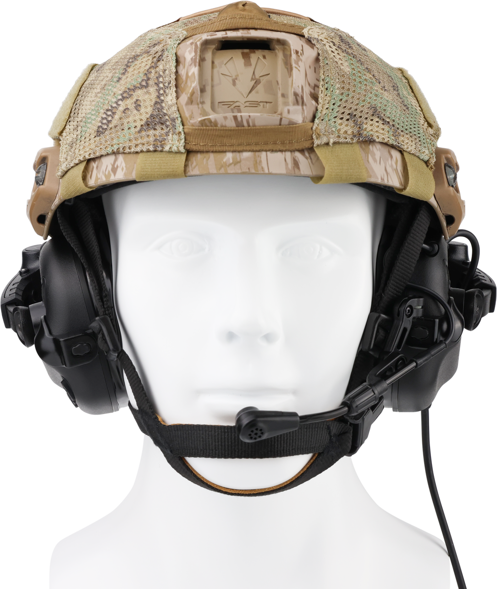 EARMOR EARMOR M32X PLUS Tactical Headset Shooting Ear Protection with MIC, Nato TP120 & U-174 Connector and ARC Rail Helmet Adapters - Professional Tactical Hearing Protection and Communication Gear