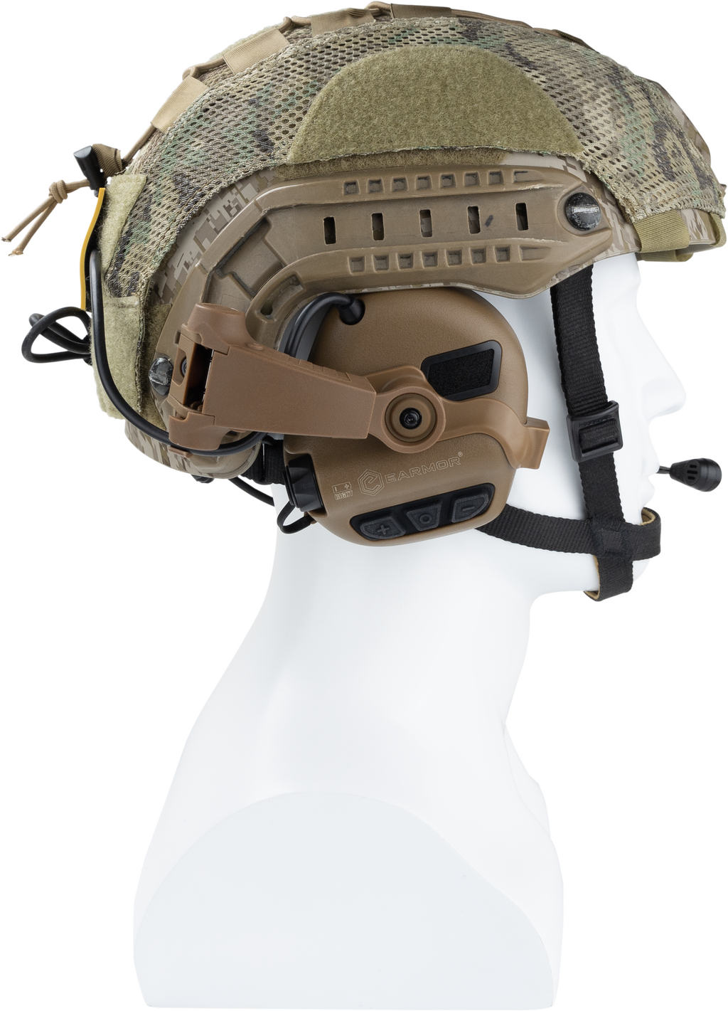 EARMOR EARMOR M32X PLUS Tactical Headset Shooting Ear Protection with MIC, Nato TP120 & U-174 Connector and ARC Rail Helmet Adapters - Professional Tactical Hearing Protection and Communication Gear