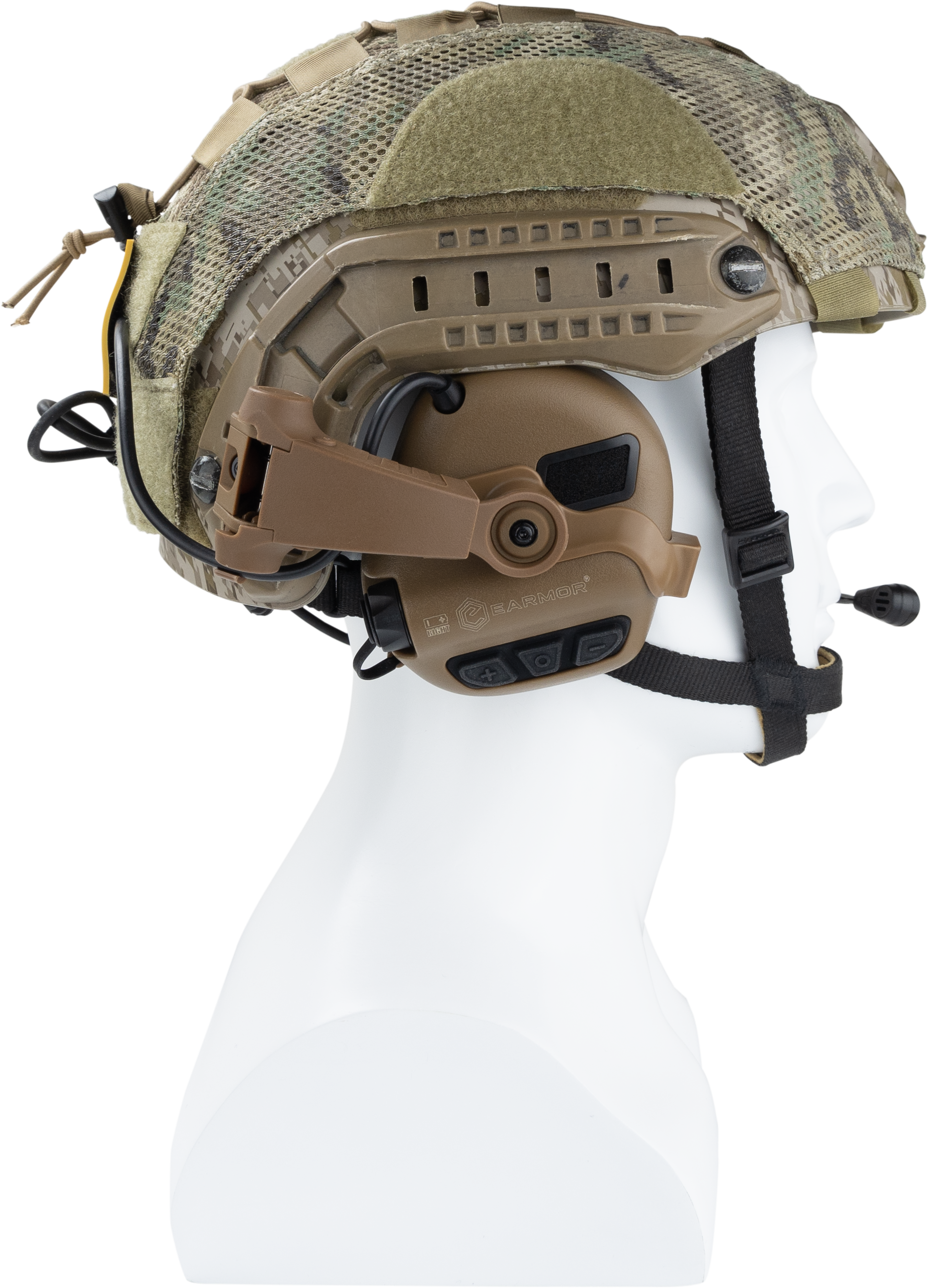 EARMOR EARMOR M32X PLUS Tactical Headset Shooting Ear Protection with MIC, Nato TP120 & U-174 Connector and ARC Rail Helmet Adapters - Professional Tactical Hearing Protection and Communication Gear
